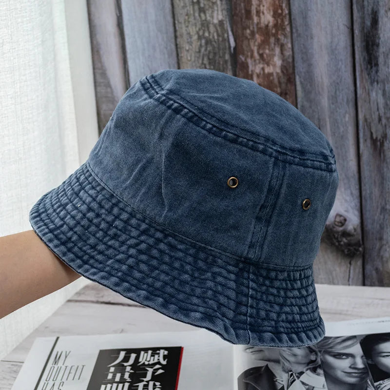 Unisex Washed Denim Casual Summer Bucket Hat