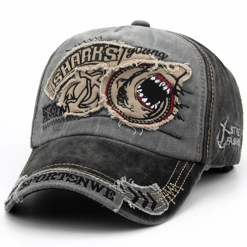 Cotton Shark Embroidered Casual Unisex Baseball Cap