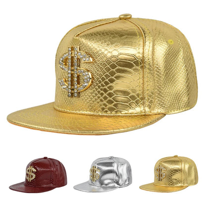 Unisex Cross Metal Label Hip-hop Flat Brim Cap