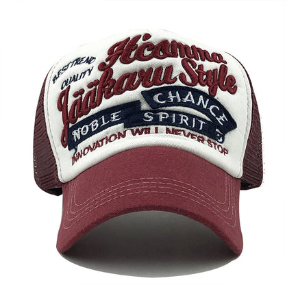 Fishing Embroidery Mesh Adjustable Trucker Baseball Cap