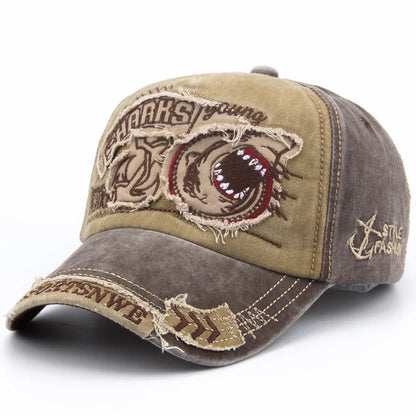 Cotton Shark Embroidered Casual Unisex Baseball Cap