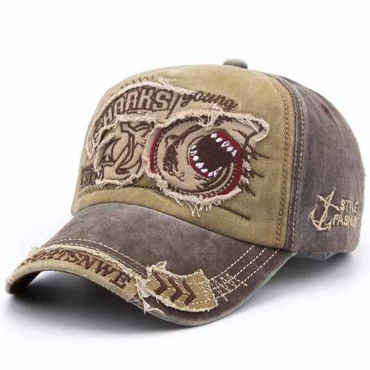 Cotton Shark Embroidered Casual Unisex Baseball Cap