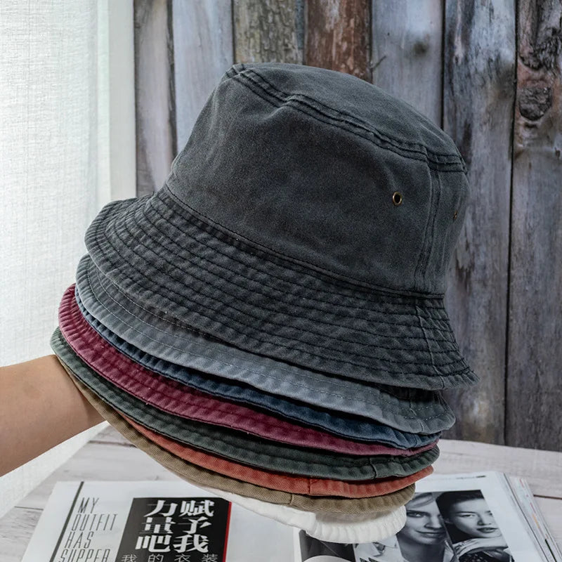 Unisex Washed Denim Casual Summer Bucket Hat