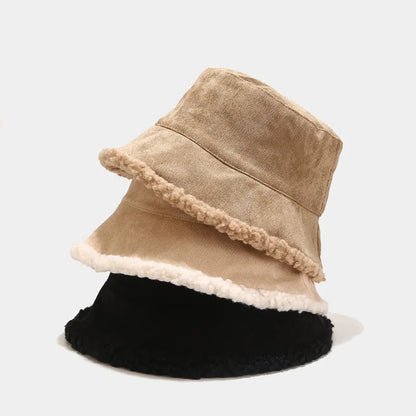 Reversible Corduroy Faux Fur Bucket Hat