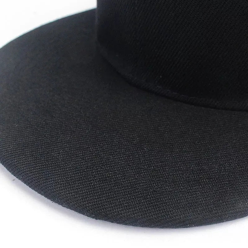 Solid Flat Brim Plain Snapback Cap For Street Dance