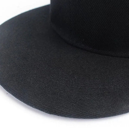 Solid Flat Brim Plain Snapback Cap For Street Dance