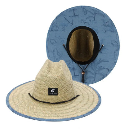 Fashion Straw Lifeguard Summer Beach Sun Hat Wide Brim