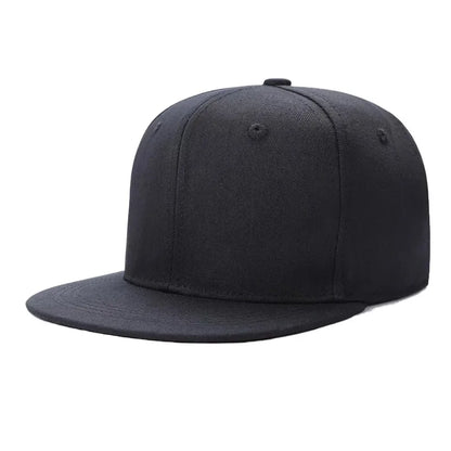 Solid Flat Brim Plain Snapback Cap For Street Dance