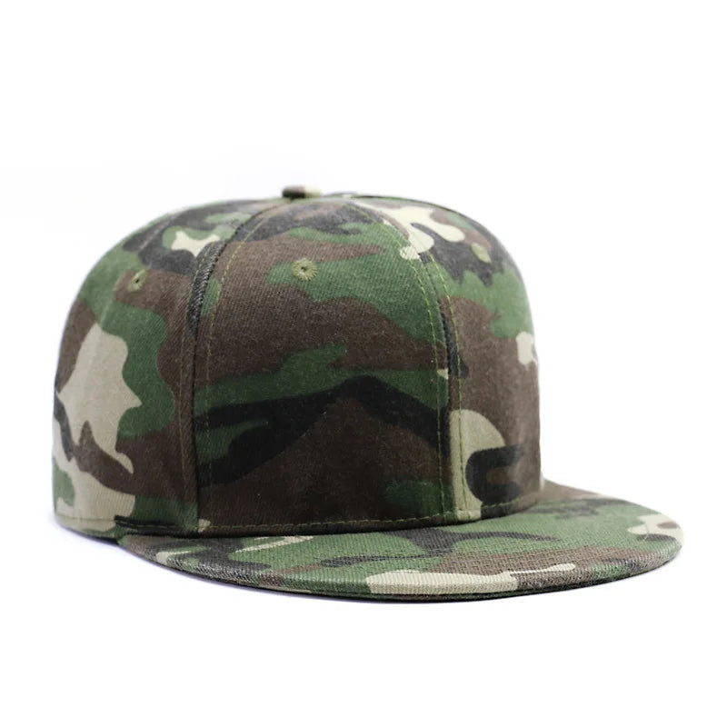 Camouflage Flat Brim Hip Hop Fitted Cap