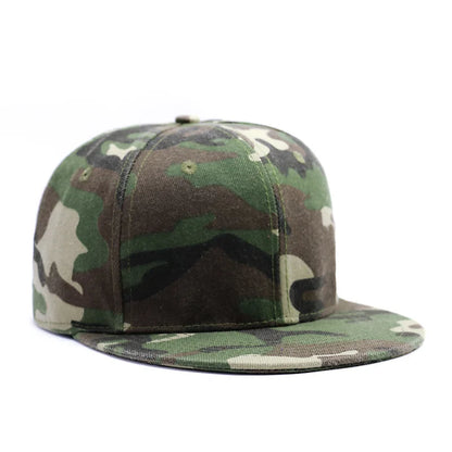 Camouflage Flat Brim Hip Hop Fitted Cap