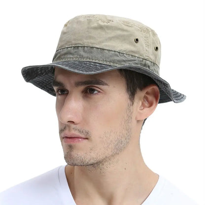 Voboom Men Washed Cotton Bucket Hat