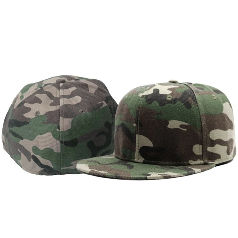 Camouflage Flat Brim Hip Hop Fitted Cap