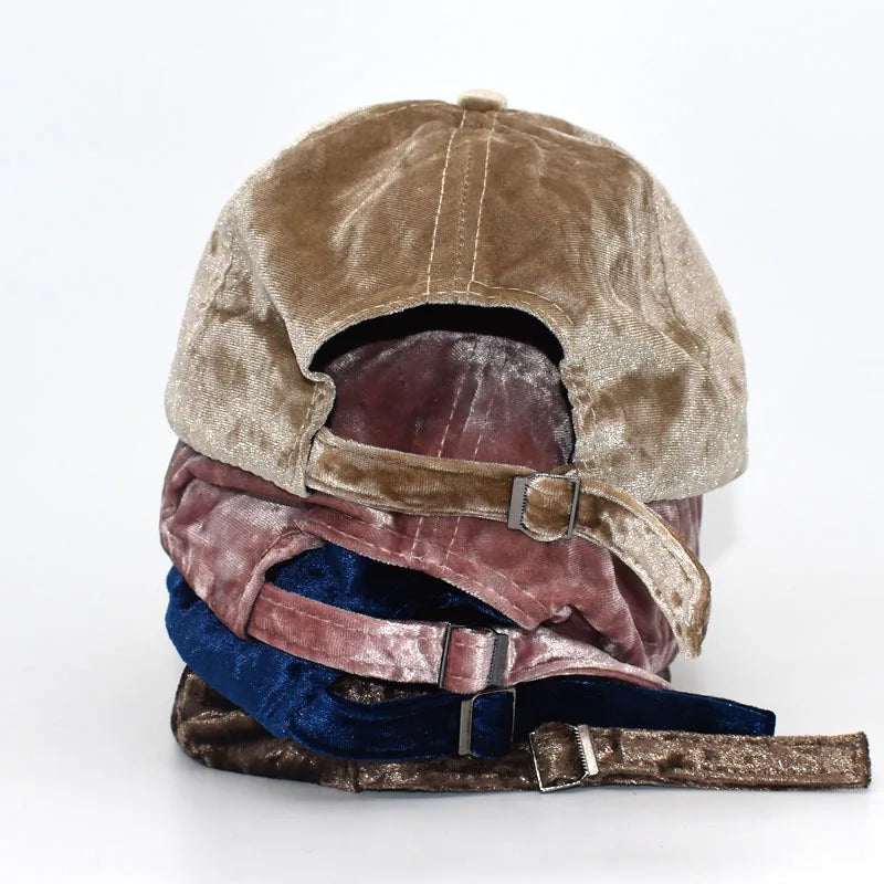 Winter Streetwear Golden Velvet Soft Snapback Cap