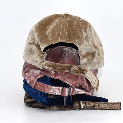 Winter Streetwear Golden Velvet Soft Snapback Cap