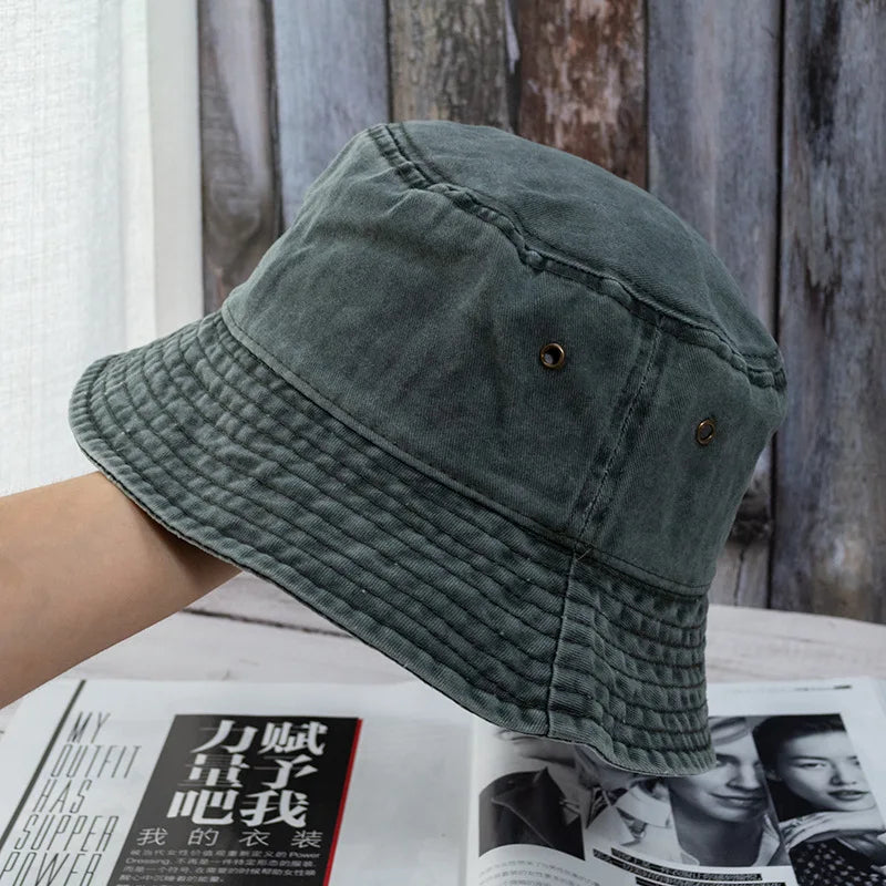 Unisex Washed Denim Casual Summer Bucket Hat