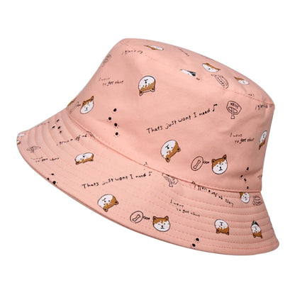 Unisex Cotton Double-Sided Dog Print Bucket Hat – Travel Sun Cap