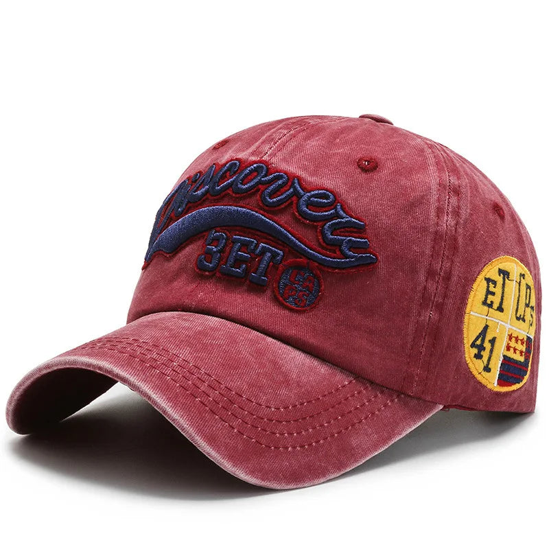 Retro Letter Embroidered Denim Baseball Cap