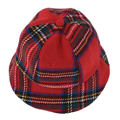Vintage Plaid Short Brim Winter Bucket Hat