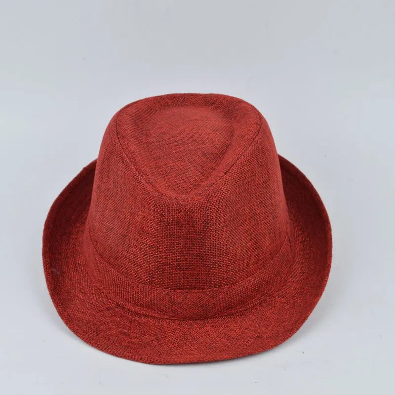 Men's Spring Summer Linen Jazz Fedora Classic Bowler Hat