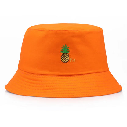 Pineapple Embroidered Hip Hop Summer Bucket Hat