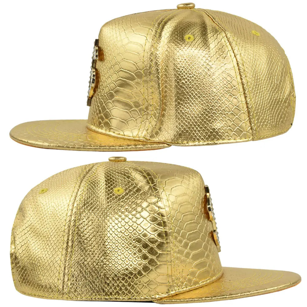 Unisex Cross Metal Label Hip-hop Flat Brim Cap