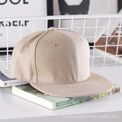Solid Flat Brim Plain Snapback Cap For Street Dance