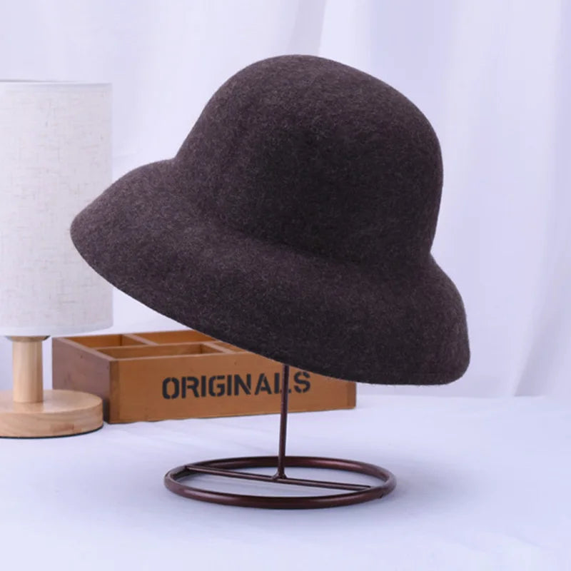 Wool Felt Wide Brim Women's Bucket Hat