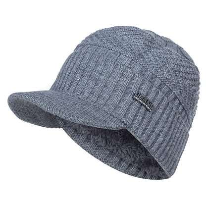 Fur-Lined Knitted Winter Beanie With Brim