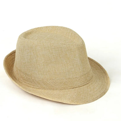 Men's Spring Summer Linen Jazz Fedora Classic Bowler Hat