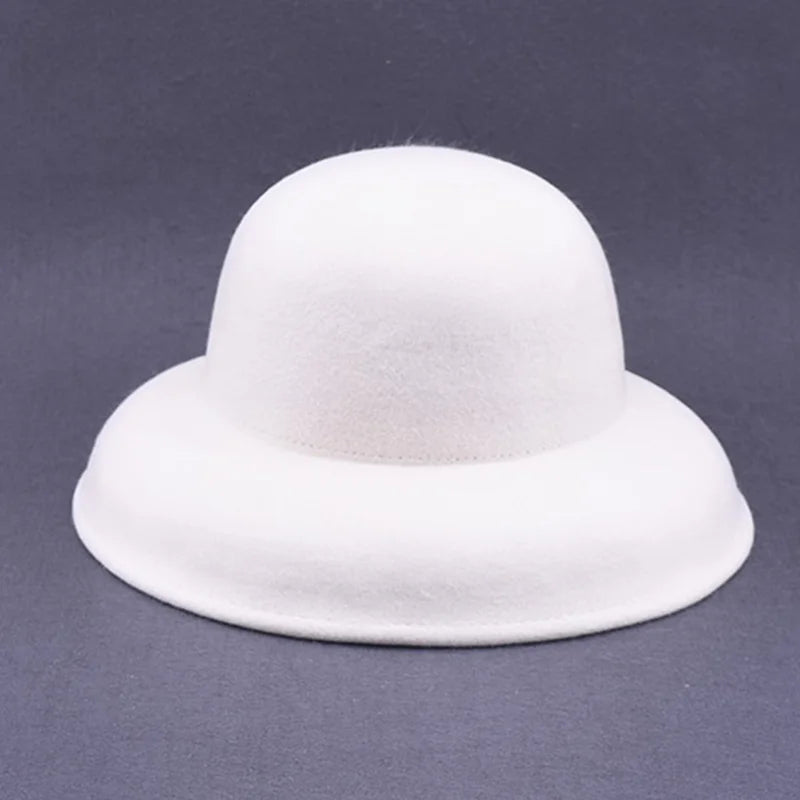Wool Felt Wide Brim Women's Bucket Hat