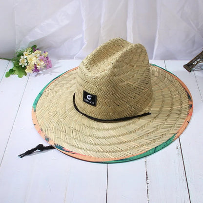 Fashion Straw Lifeguard Summer Beach Sun Hat Wide Brim