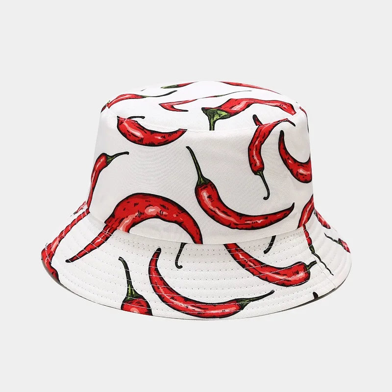 Unisex Cotton Vegetable Print Bucket Hat