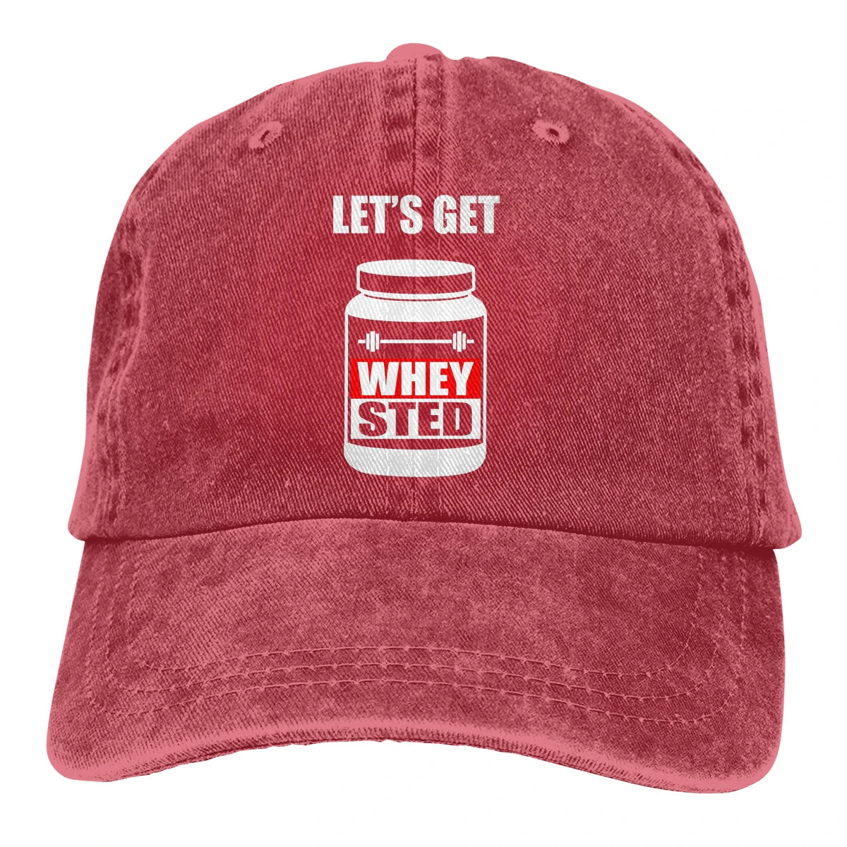 Lets Get Whey Sted Funny Gym Baseball Cap