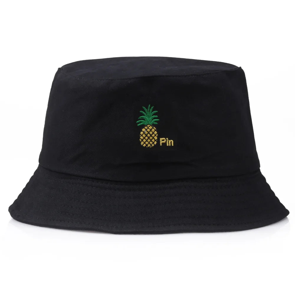 Pineapple Embroidered Hip Hop Summer Bucket Hat
