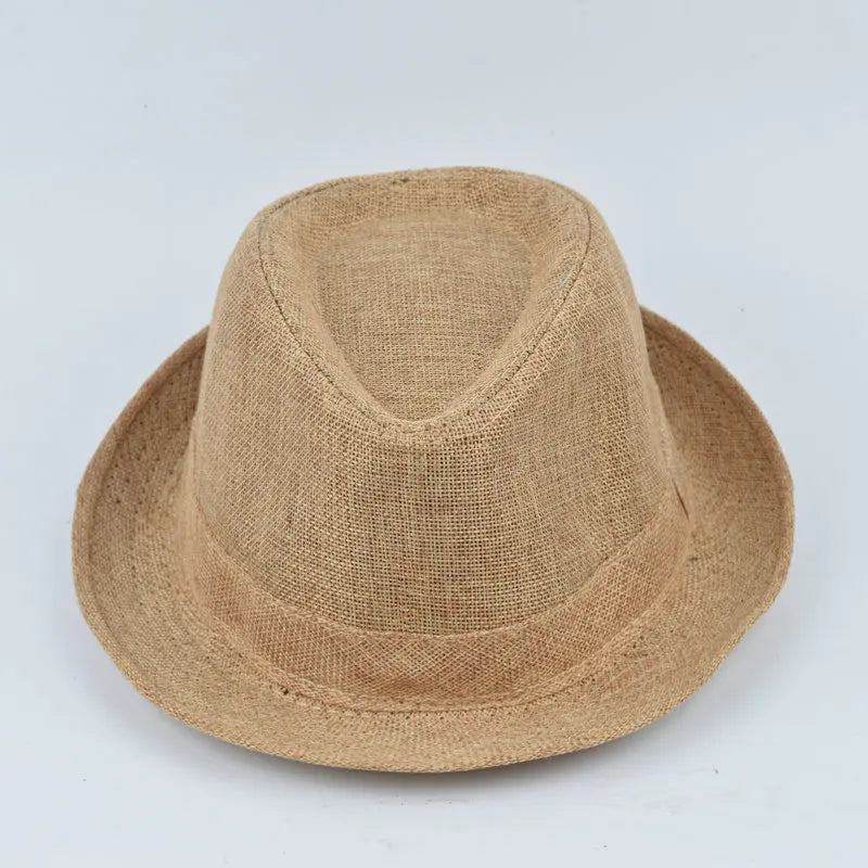 Men's Spring Summer Linen Jazz Fedora Classic Bowler Hat