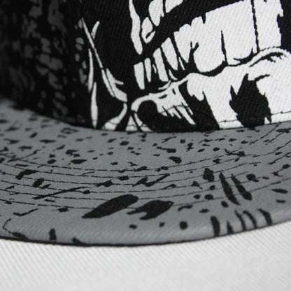Skull Embroidered Flat Brim Baseball Cap
