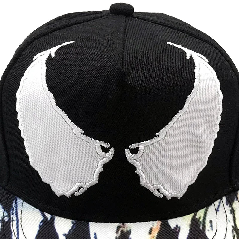 Venom Large Eyes Embroidery Wing Pattern Snapback Cap Unisex