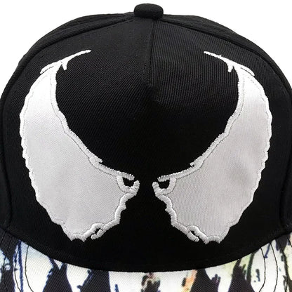 Venom Large Eyes Embroidery Wing Pattern Snapback Cap Unisex