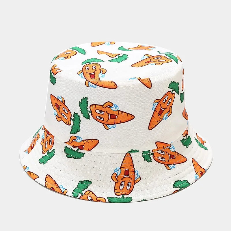 Vegetable Pattern Bucket Hat Unisex Fisherman Sun Cap