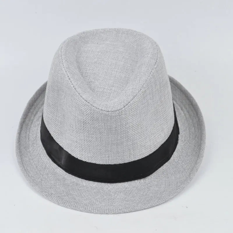 Men's Spring Summer Linen Jazz Fedora Classic Bowler Hat