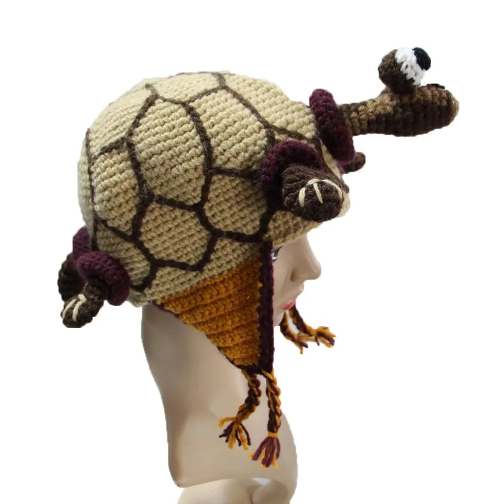 Knitted Tortoise Earmuff Braided Bucket Hat