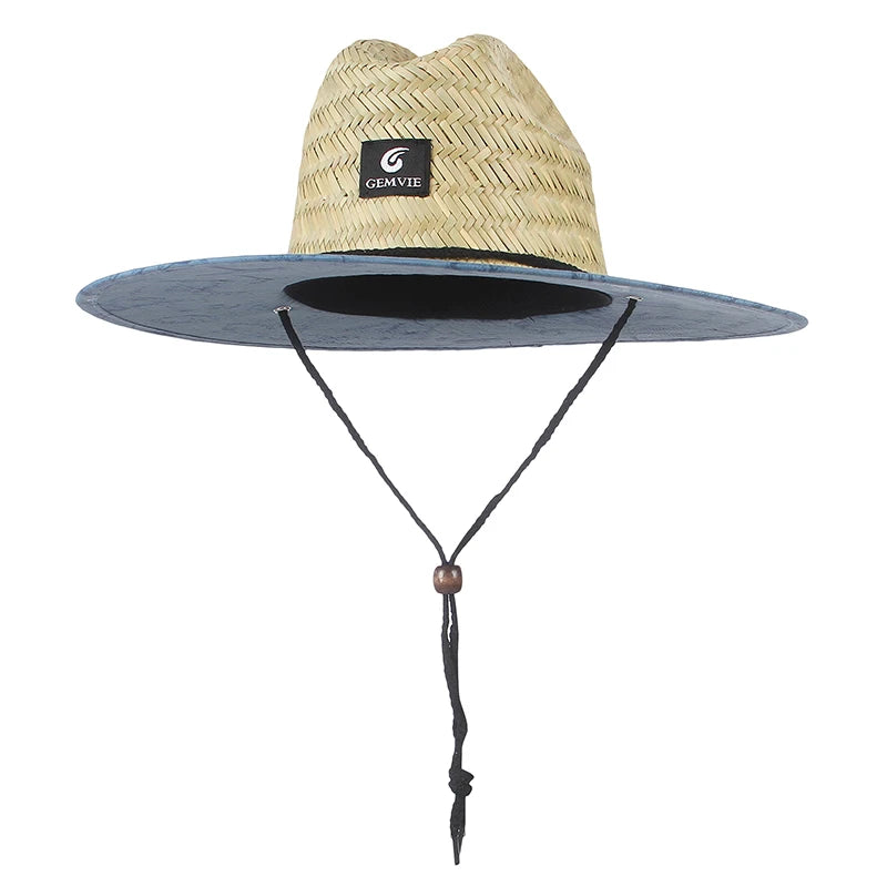 Fashion Straw Lifeguard Summer Beach Sun Hat Wide Brim