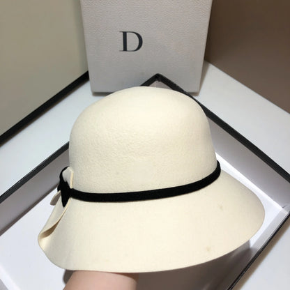 Double Sided Wool Bow Bucket Hat