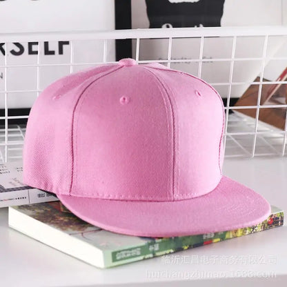Solid Flat Brim Plain Snapback Cap For Street Dance