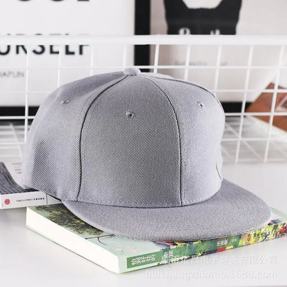 Solid Flat Brim Plain Snapback Cap For Street Dance