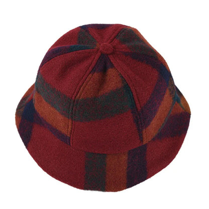 Vintage Plaid Short Brim Winter Bucket Hat