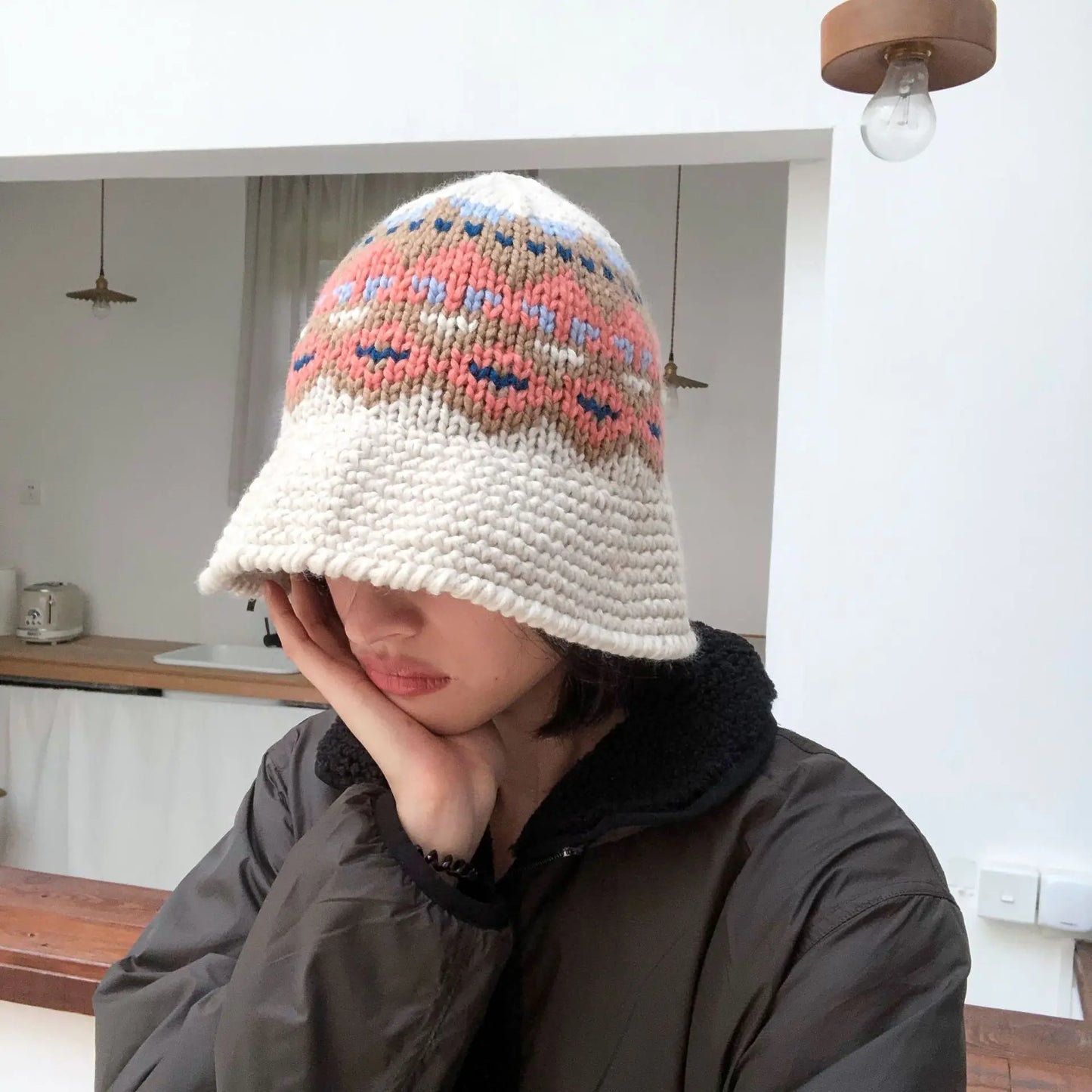 Thickened Warm Knitted Winter Bucket Hat