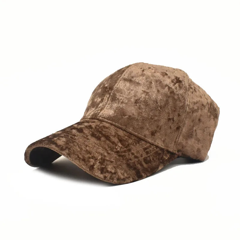 Winter Streetwear Golden Velvet Soft Snapback Cap
