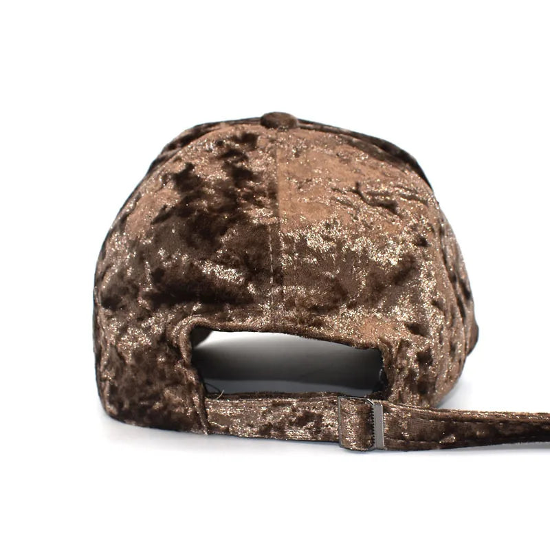 Winter Streetwear Golden Velvet Soft Snapback Cap