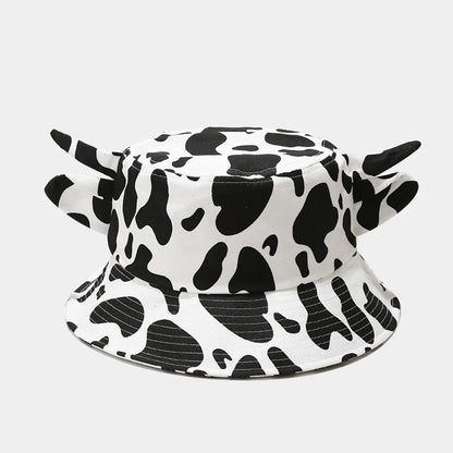 Cotton Cartoon Cow Print Outdoor Travel Bucket Hat